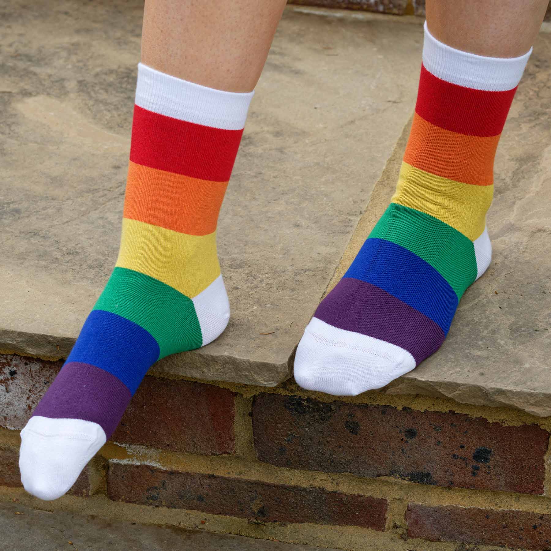 Block Stripe Socks - Rainbow • Hardman & Hemming Tailors